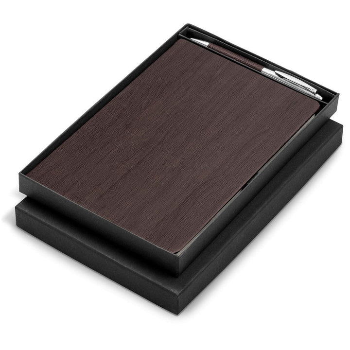 Oakridge Hard Cover Notebook & Pen Set - Brown