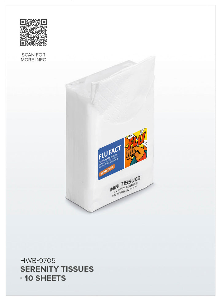 Serenity Tissues - 10 sheets-Wipes & Tissues-corporate gift ideas for employees-branded corporate gifts | corporate gifts south africa | Just Brand