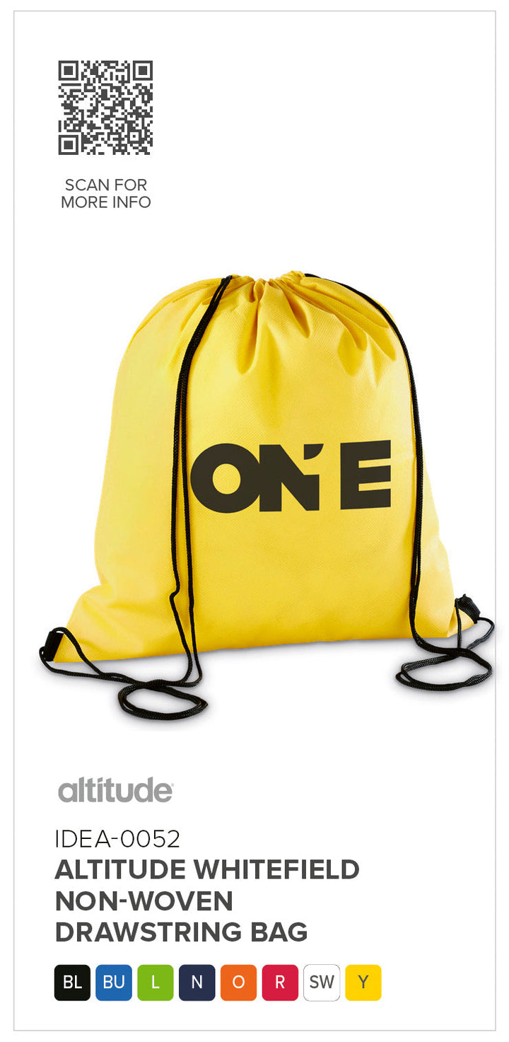 Altitude Whitefield Non-Woven Drawstring Bag | Custom Branded & Personalised Bags | Just Brand