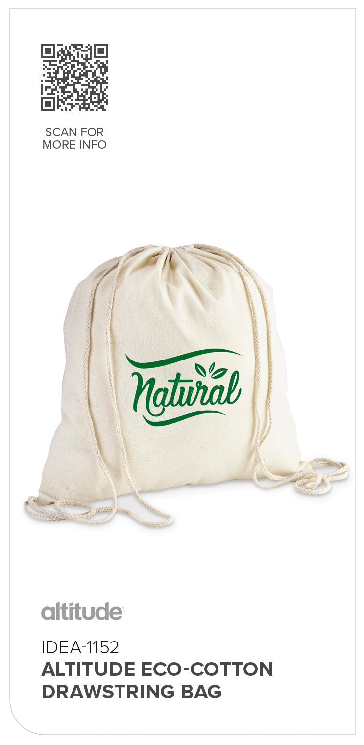 Altitude Eco-Cotton Drawstring Bag | Custom Branded & Personalised Bags | Just Brand