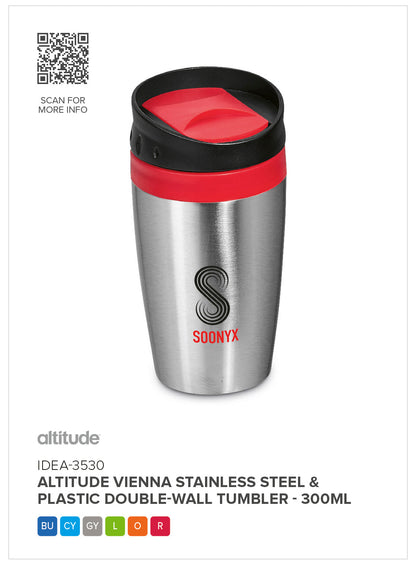 Altitude Vienna Stainless Steel & Plastic Double-Wall Tumbler - 300ml