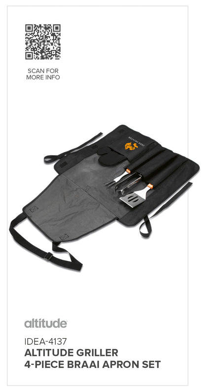 Altitude Griller 4-Piece Braai Apron Set-Braai Sets-corporate gift ideas for employees-branded corporate gifts | corporate gifts south africa | Just Brand
