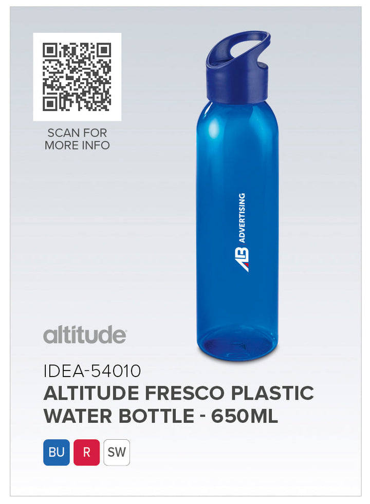 Altitude Fresco Plastic Water Bottle - 650ml | Plastic Drinkware | Custom Branded & personalised promotional products | Giftwrap Shop