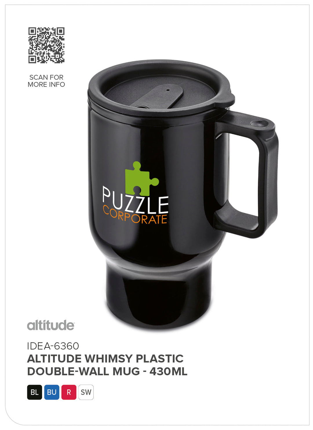 Altitude Whimsy Plastic Double-Wall Mug - 430ml | Plastic Drinkware | Custom Branded & personalised promotional products | Giftwrap Shop