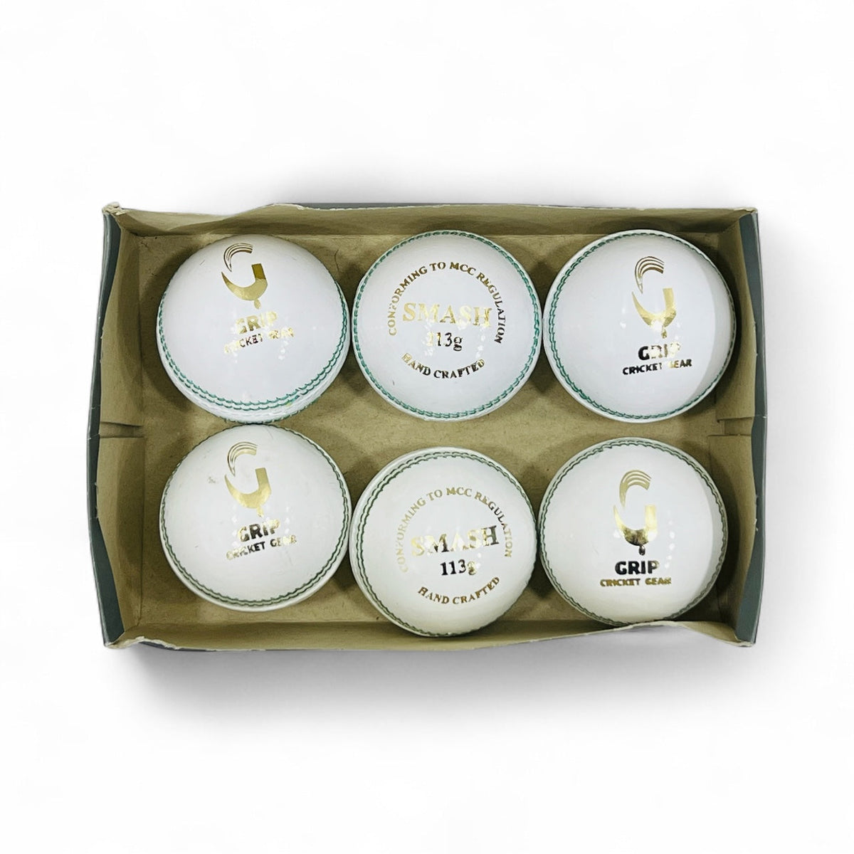 GRIP Cricket Ball 113g 2PC (6 pcs box) White