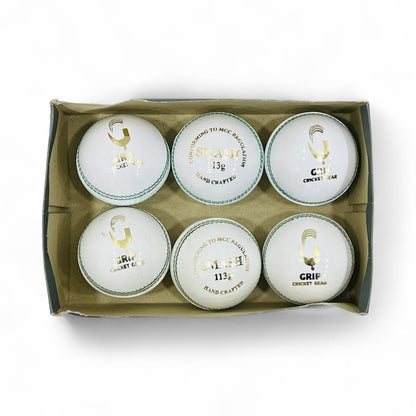 GRIP Cricket Ball 113g 2PC (6 pcs box) White