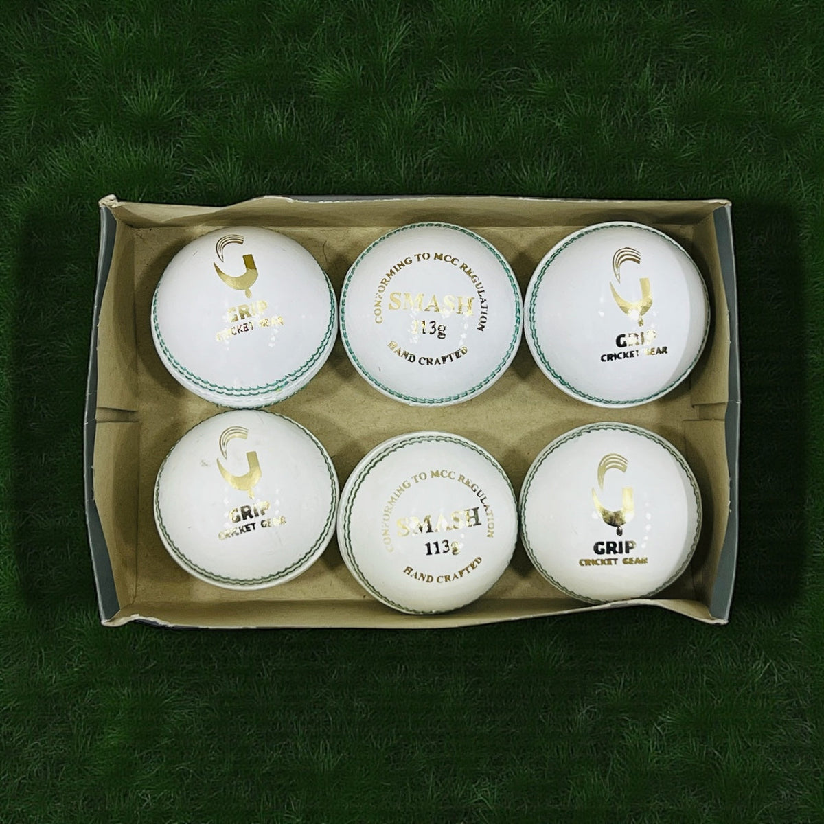 GRIP Cricket Ball 113g 2PC (6 pcs box) White