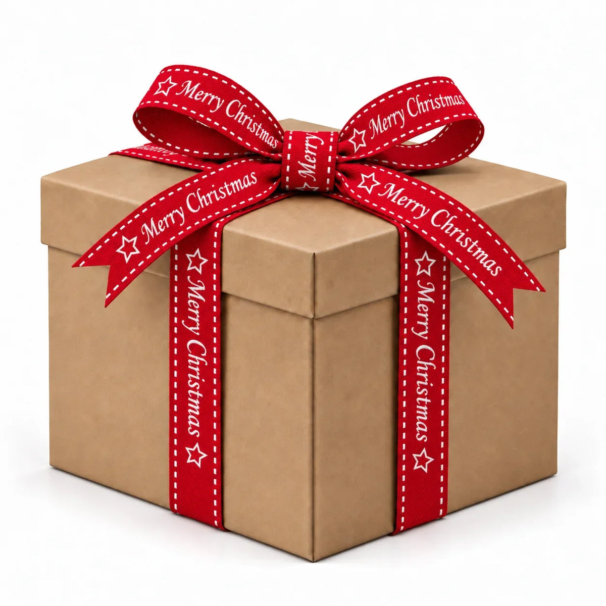 Merry Christmas Jacquard Ribbon Roll Red & White