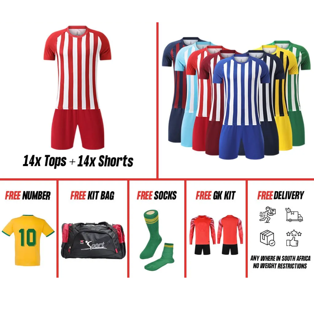Striped Soccer Kit Basic Combo-Soccer Kit | soccer kits for sale | custom soccer kits south africa​-Just Brand