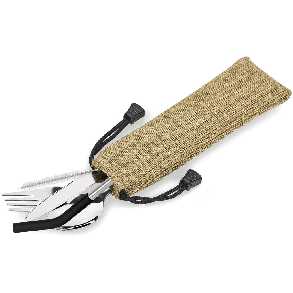 Kooshty Safari Cutlery & Straw Set - Black-Drinkware And Food-Custom-brsndrd Gifts-Giftwrap Shop