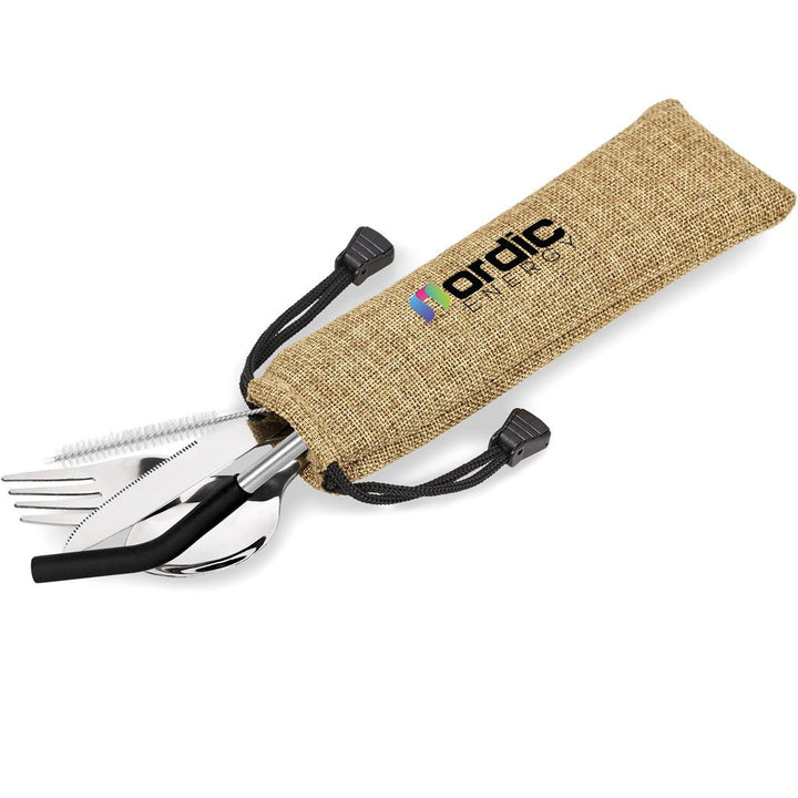 Kooshty Safari Cutlery & Straw Set - Black-Drinkware And Food-Custom-brsndrd Gifts-Giftwrap Shop