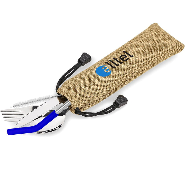 Kooshty Safari Cutlery & Straw Set - Blue-Drinkware And Food-Custom-brsndrd Gifts-Giftwrap Shop