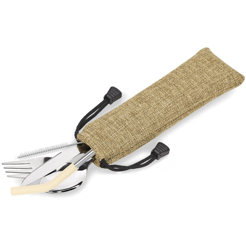 Kooshty Safari Cutlery & Straw Set - Cream-Drinkware And Food-Custom-brsndrd Gifts-Giftwrap Shop