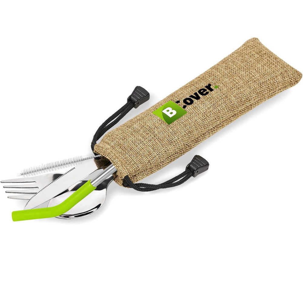 Kooshty Safari Cutlery & Straw Set - Lime-Drinkware And Food-Custom-brsndrd Gifts-Giftwrap Shop