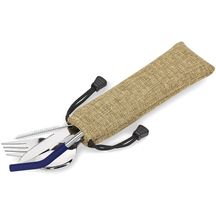 Kooshty Safari Cutlery & Straw Set - Navy-Drinkware And Food-Custom-brsndrd Gifts-Giftwrap Shop