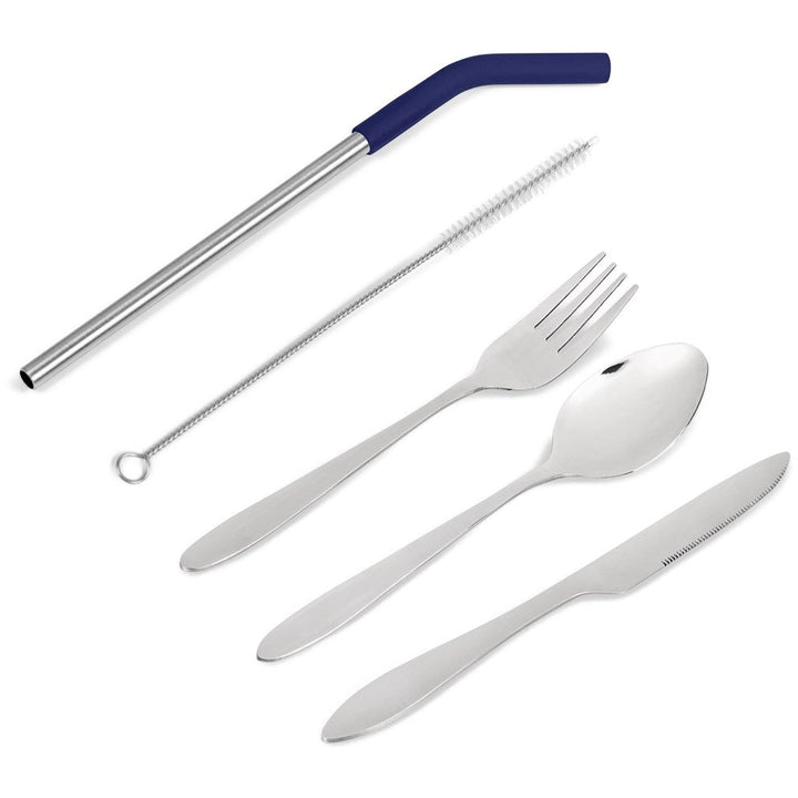 Kooshty Safari Cutlery & Straw Set - Navy-Drinkware And Food-Custom-brsndrd Gifts-Giftwrap Shop