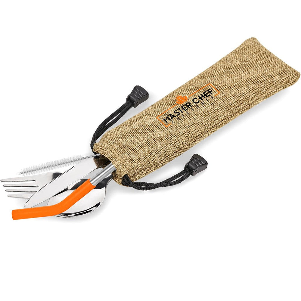 Kooshty Safari Cutlery & Straw Set - Orange-Drinkware And Food-Custom-brsndrd Gifts-Giftwrap Shop