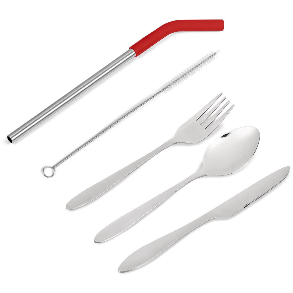 Kooshty Safari Cutlery & Straw Set - Red-Drinkware And Food-Custom-brsndrd Gifts-Giftwrap Shop