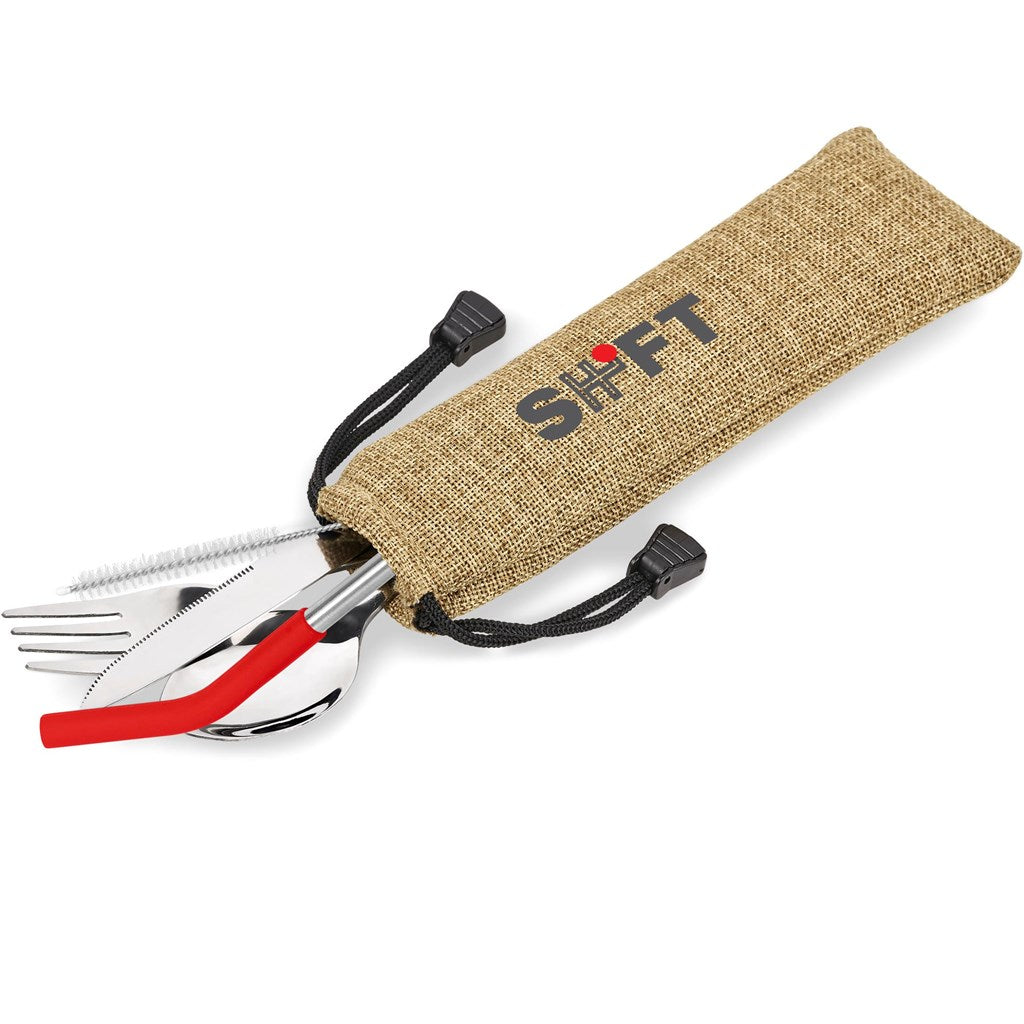 Kooshty Safari Cutlery & Straw Set - Red-Drinkware And Food-Custom-brsndrd Gifts-Giftwrap Shop