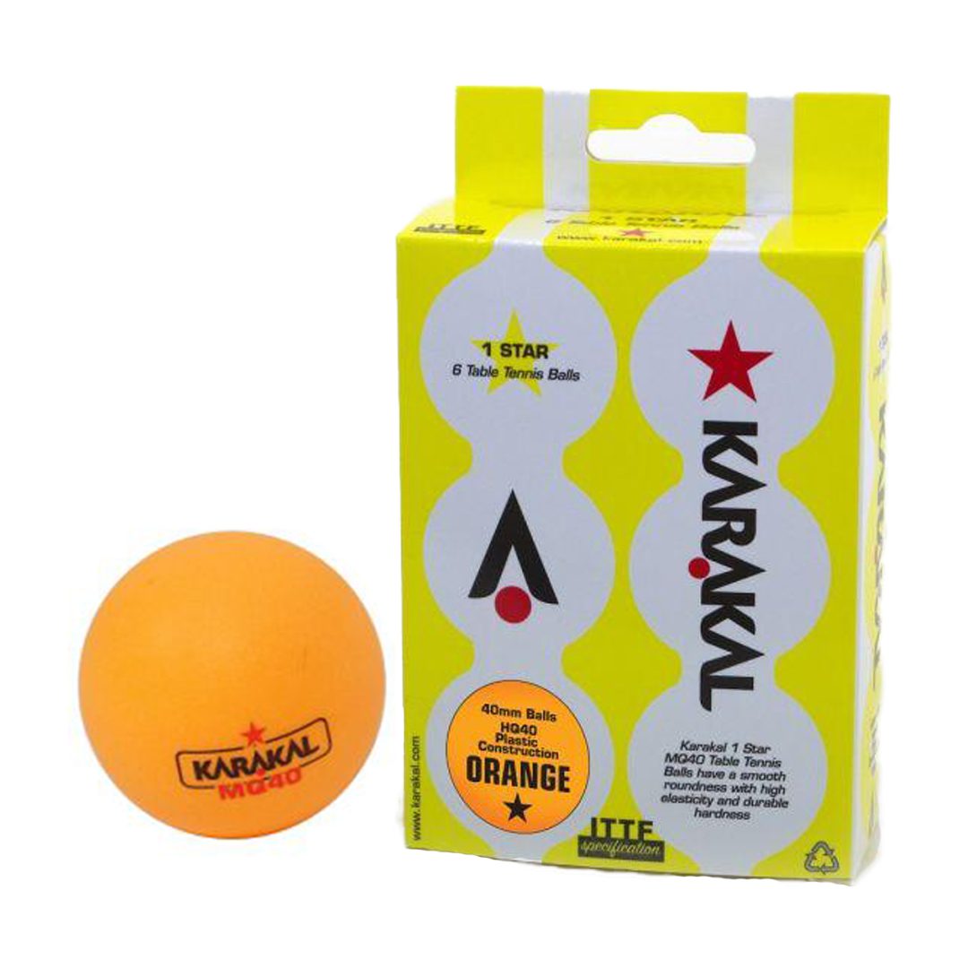 Karakal Table Tennis Ball | Set of 6 | One Star | Orange