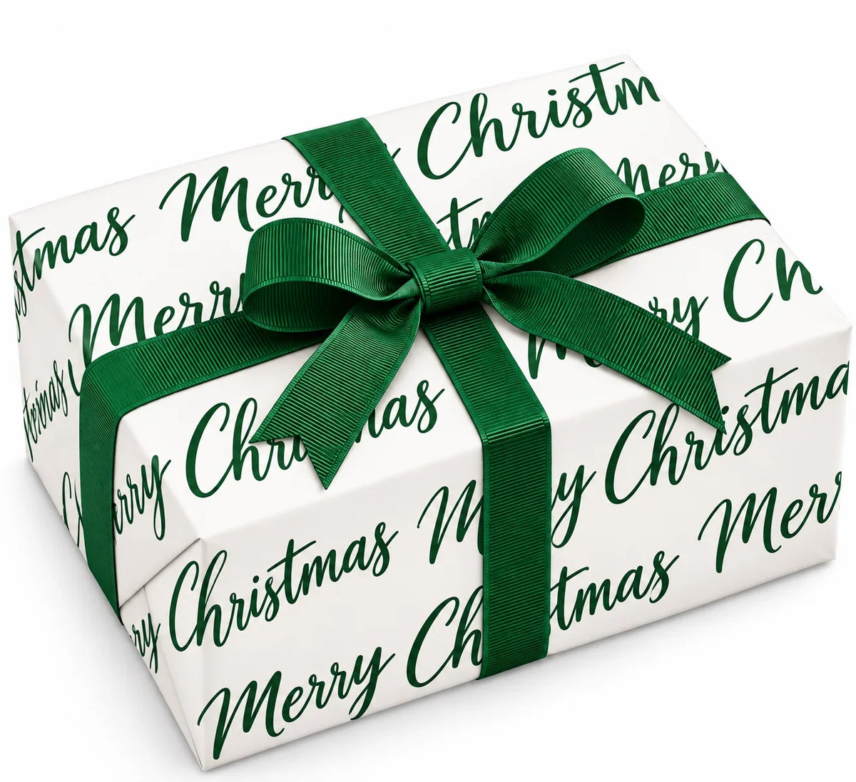Christmas Gift Wrap Roll Green Words