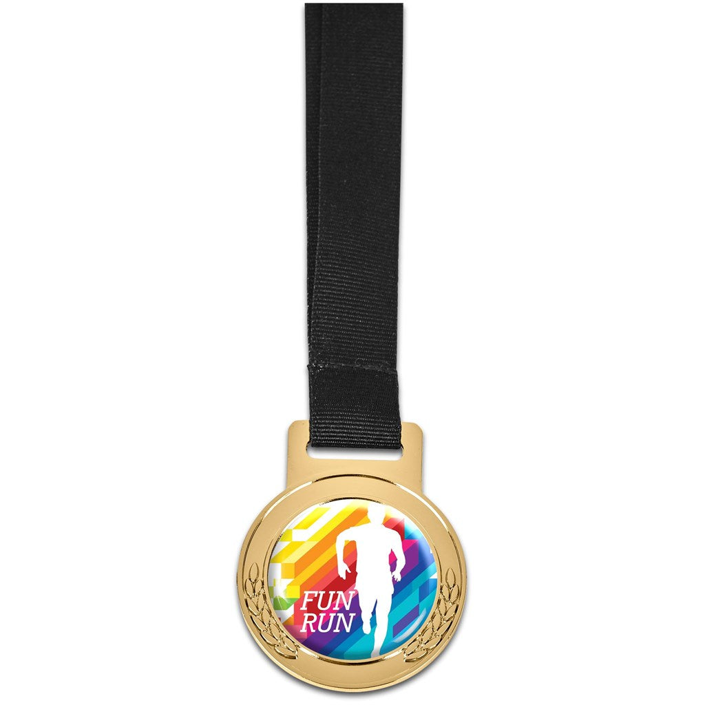 Achiever Medal With Black Petersham Lanyard - Gold | Awards and Medals | Custom branded & personalised corporate gifts | Gift Wrap Shop