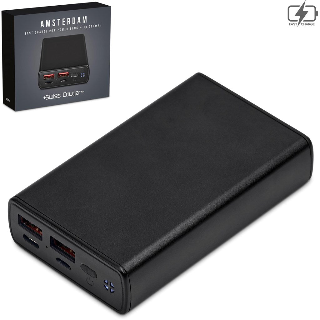 Swiss Cougar Amsterdam Fast Charge 20W Power Bank – 10 000mAh-Power Banks-custom-branded-Gift Wrap Shop