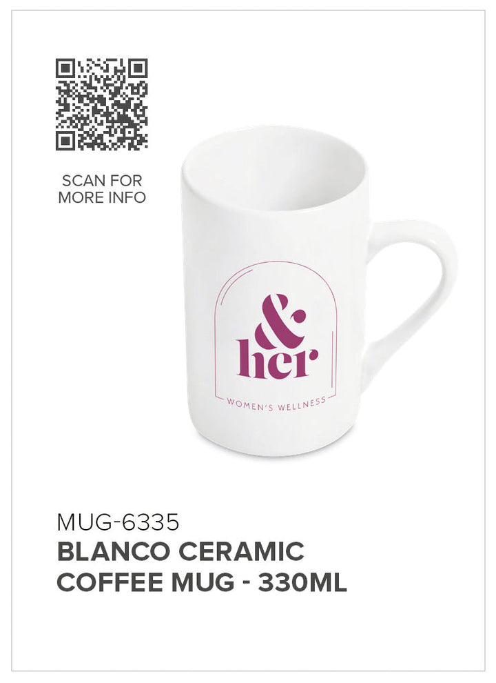 Blanco Ceramic Coffee Mug - 330ml-Drinkware And Food-Custom branded & personalised mugs-Giftwrap Shop