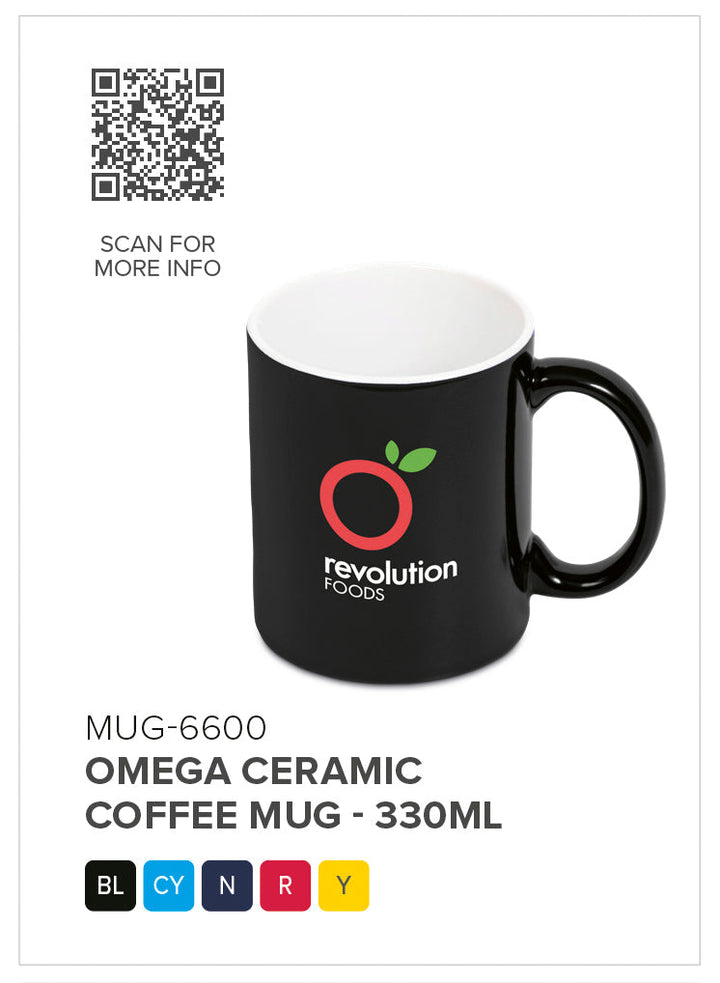 Omega Ceramic Coffee Mug - 330ml-Ceramic Mugs-Custom branded & personalised mugs-Giftwrap Shop