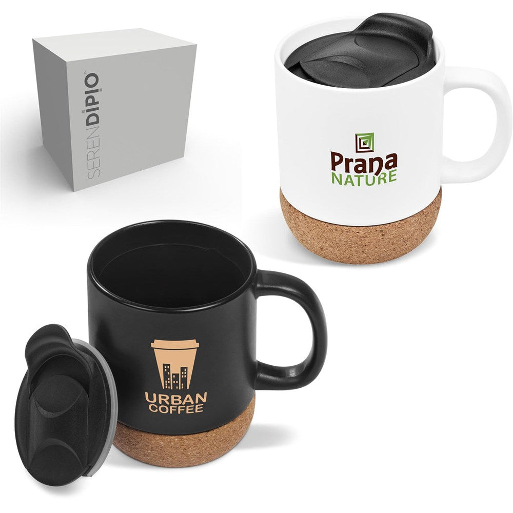 Serendipio Sienna Cork & Ceramic Coffee Mug - 340ml-Ceramic Mugs-Custom branded & personalised mugs-Giftwrap Shop