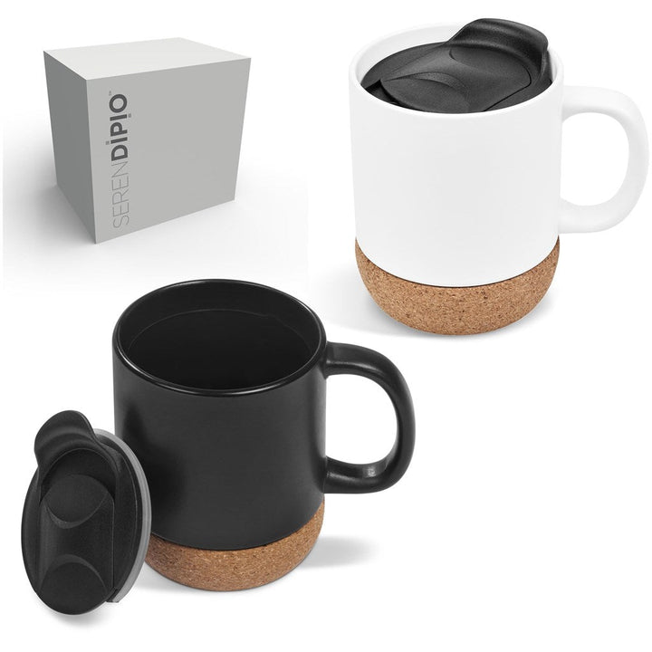 Serendipio Sienna Cork & Ceramic Coffee Mug - 340ml-Ceramic Mugs-Custom branded & personalised mugs-Giftwrap Shop