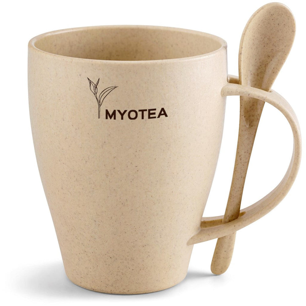 Okiyo Kawai Wheat Straw Mug & Spoon - 350ml-Eco-Friendly-Custom branded & personalised mugs-Giftwrap Shop