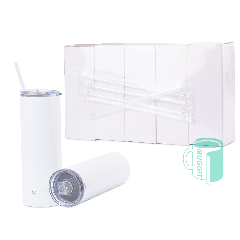 AA Grade 20oz Skinny Tumblers with Straws - Pack of 5 - product view 1
