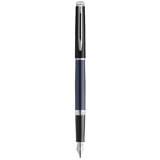 Waterman Hemisphere CB Fountain Pen Medium Nib Blue Ink - Black Navy Chrome Trim