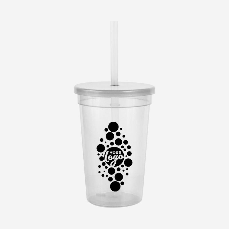 Party Tumbler 500ml with Cap and Straw – Clear – Lumoss