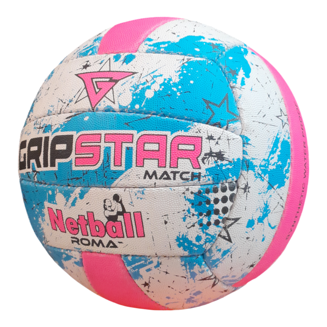 Grip Star Netball Match Hand Stitched Ball | Roma | Blue