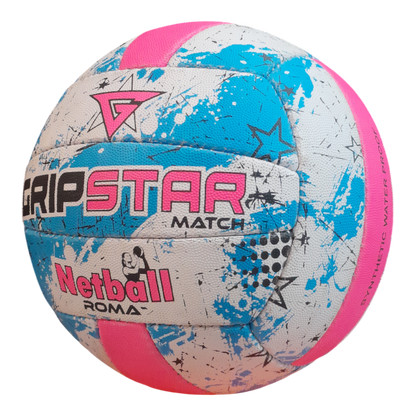 Grip Star Netball Match Hand Stitched Ball | Roma | Blue