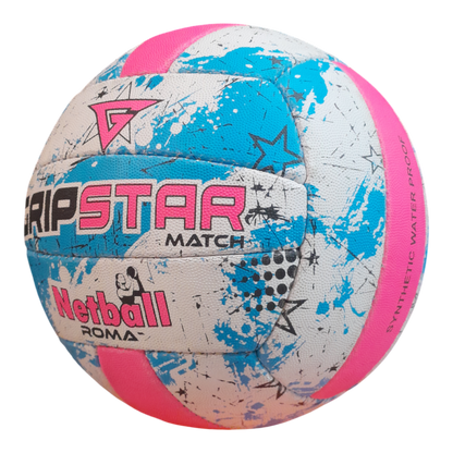 Grip Star Netball Match Hand Stitched Ball | Roma | Blue