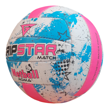 Grip Star Netball Match Hand Stitched Ball | Roma | Blue
