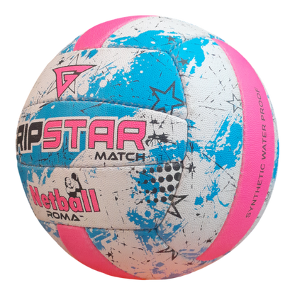 Grip Star Netball Match Hand Stitched Ball | Roma | Blue
