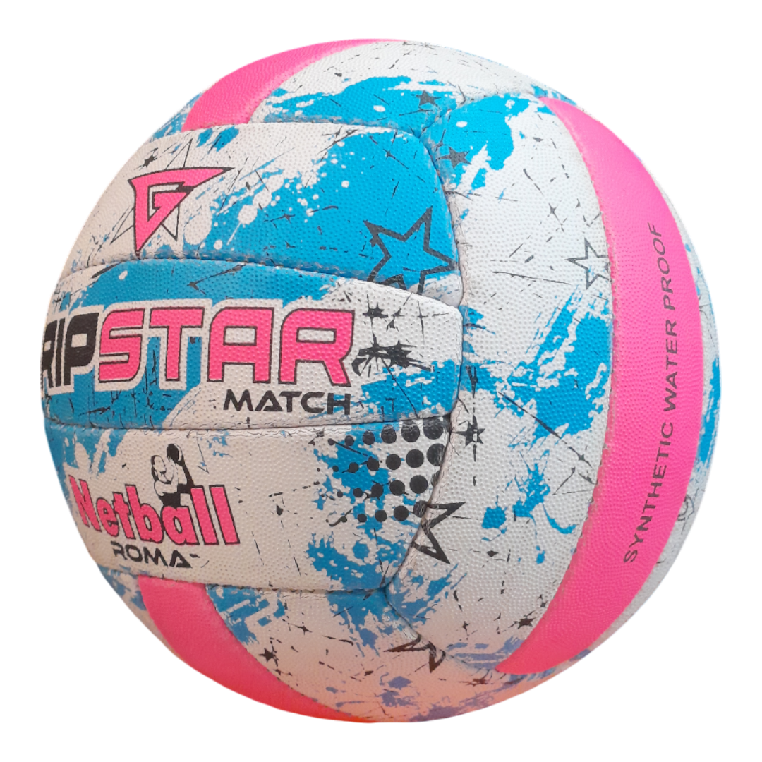 Grip Star Netball Match Hand Stitched Ball | Roma | Blue