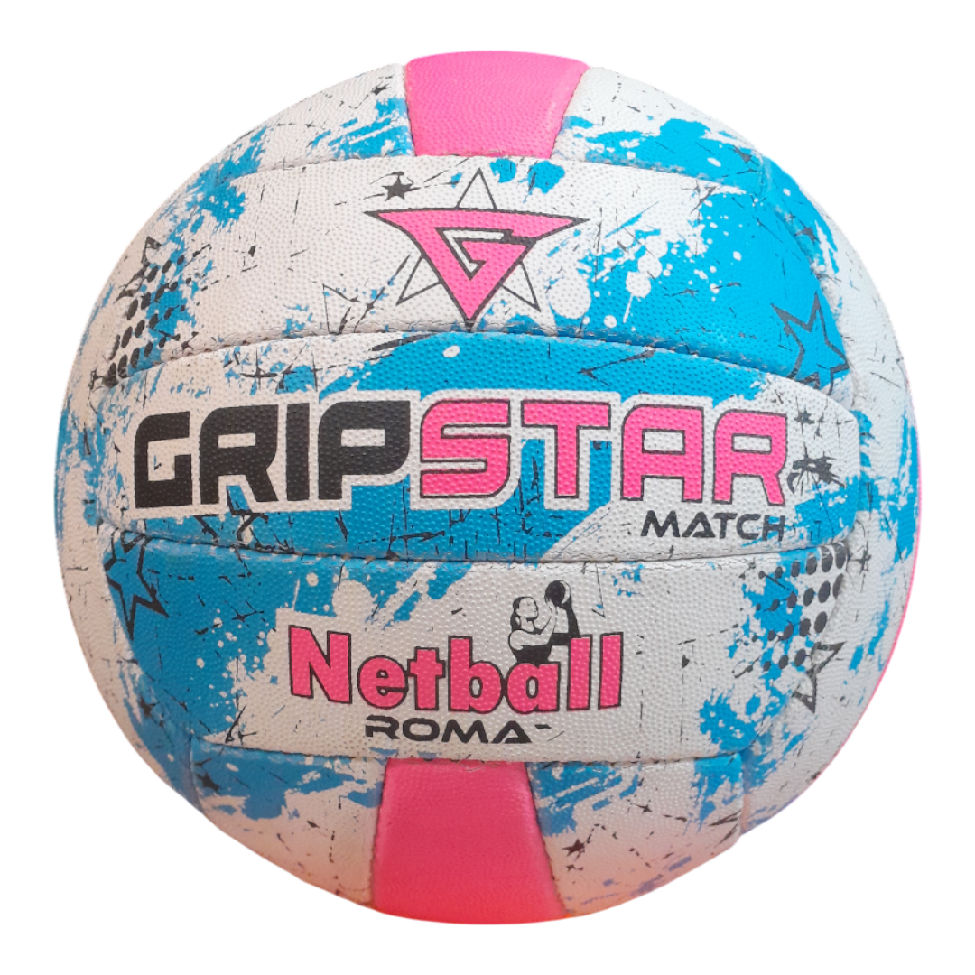 Grip Star Netball Match Hand Stitched Ball | Roma | Blue