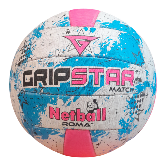 Grip Star Netball Match Hand Stitched Ball | Roma | Blue