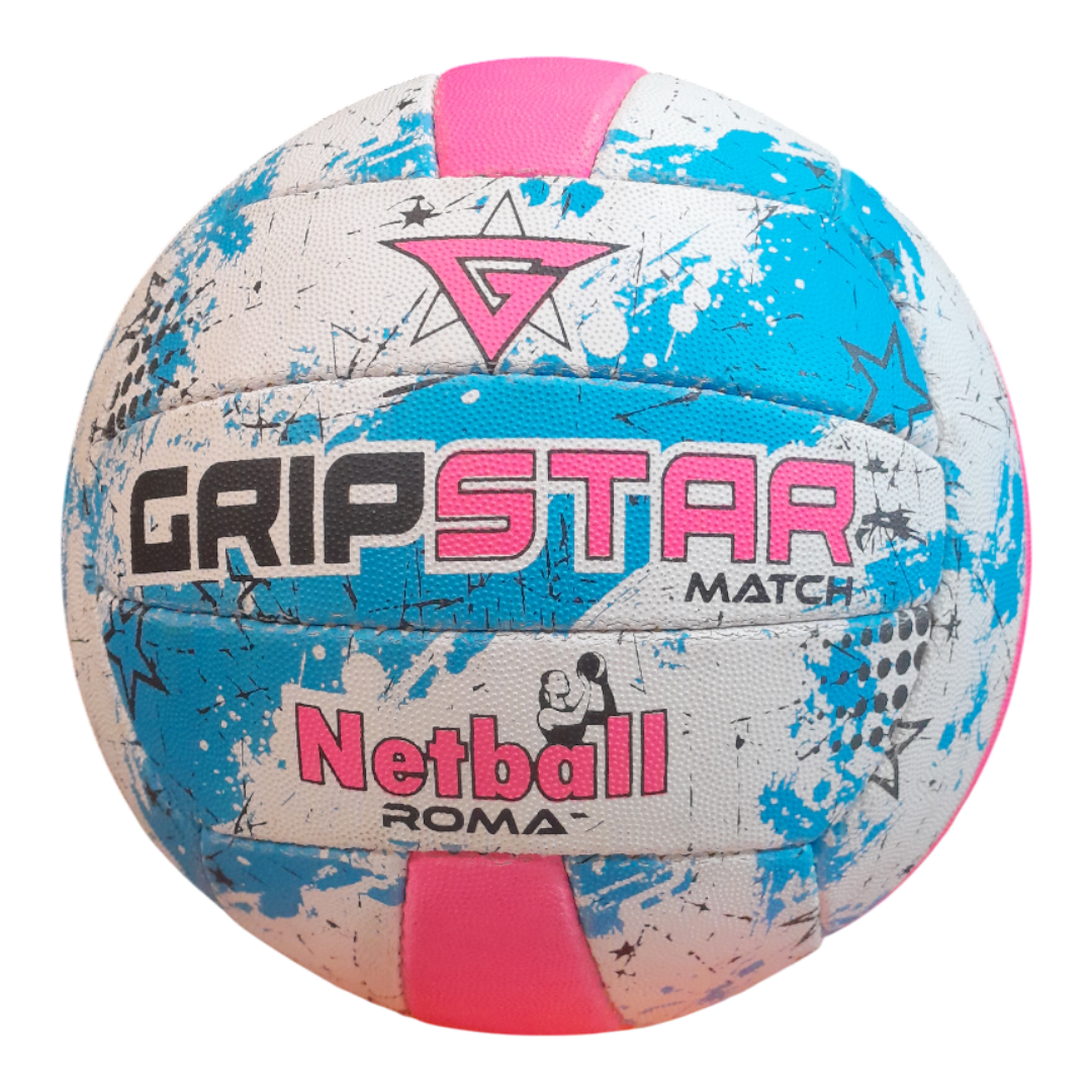 Grip Star Netball Match Hand Stitched Ball | Roma | Blue