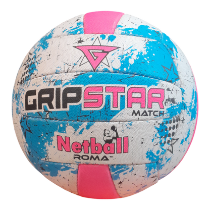 Grip Star Netball Match Hand Stitched Ball | Roma | Blue