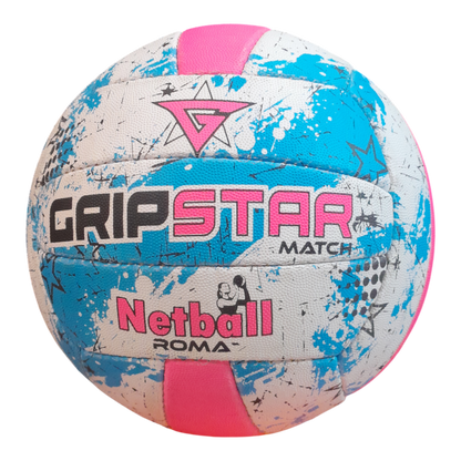 Grip Star Netball Match Hand Stitched Ball | Roma | Blue