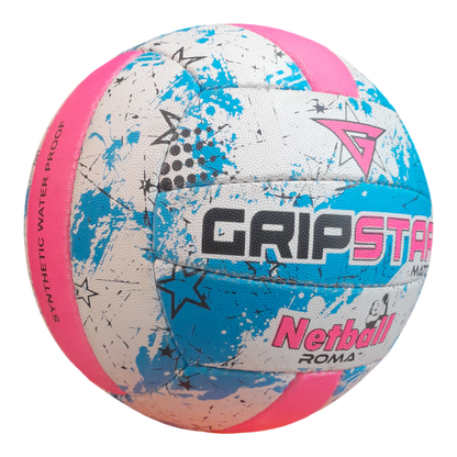 Grip Star Netball Match Hand Stitched Ball | Roma | Blue