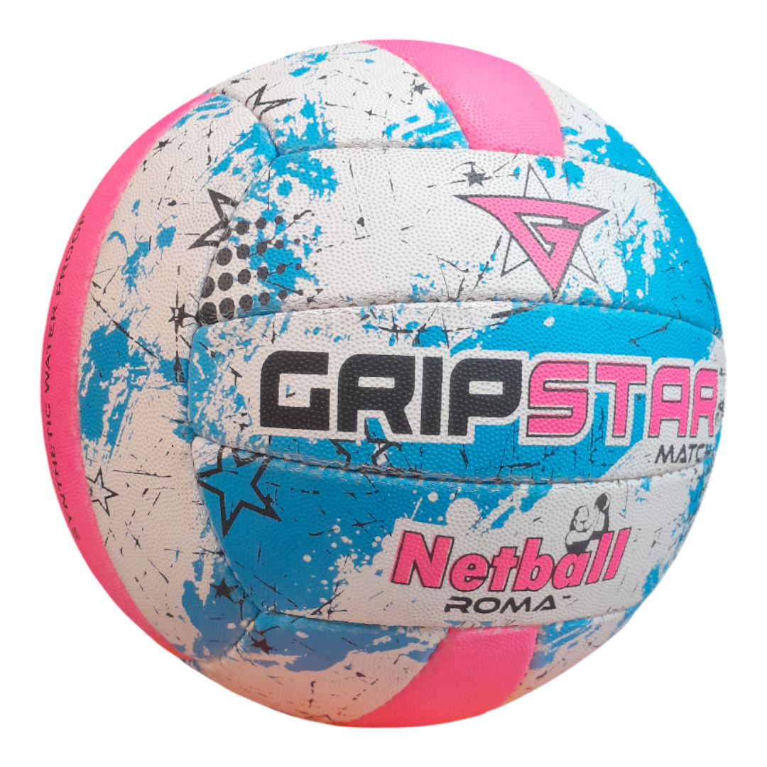 Grip Star Netball Match Hand Stitched Ball | Roma | Blue