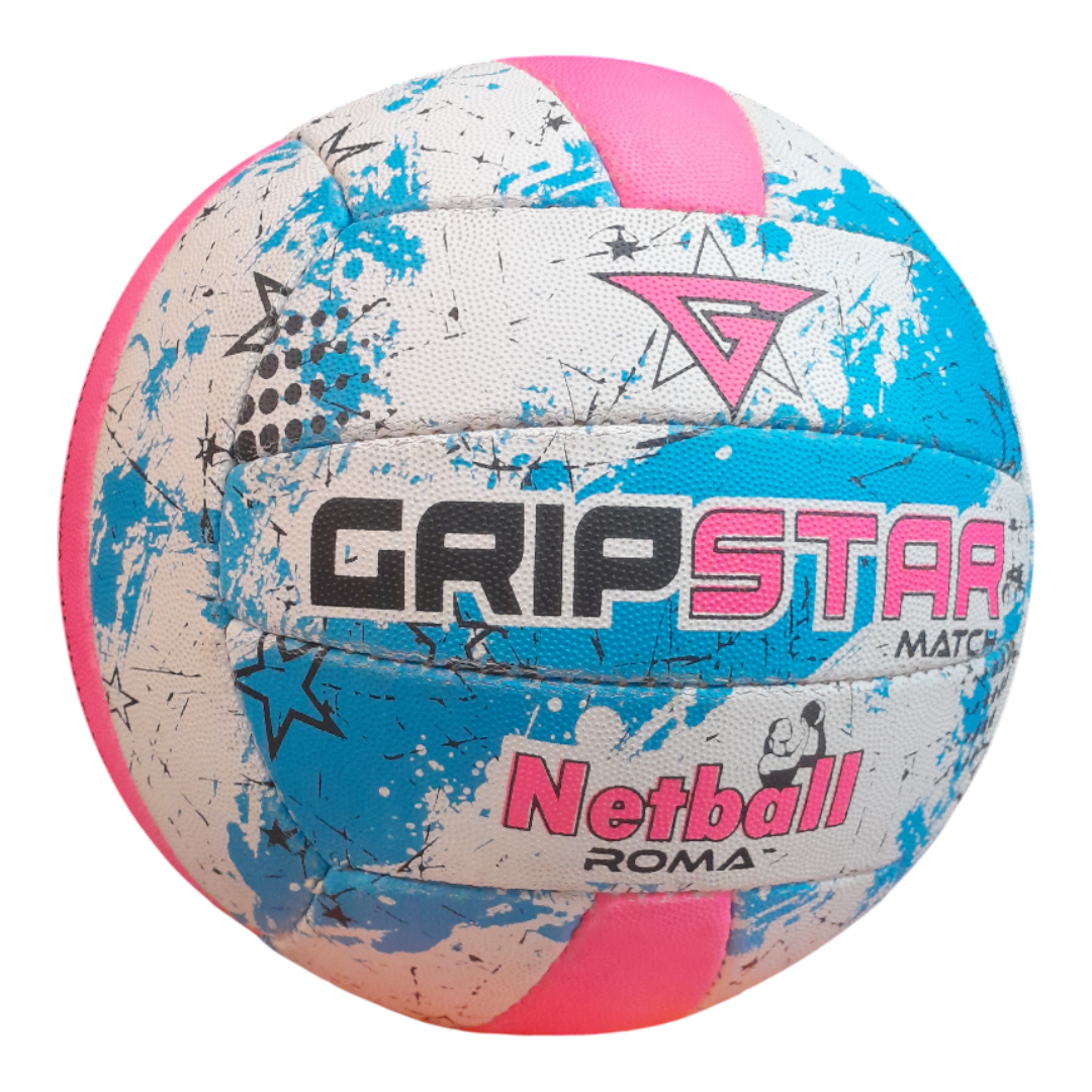 Grip Star Netball Match Hand Stitched Ball | Roma | Blue