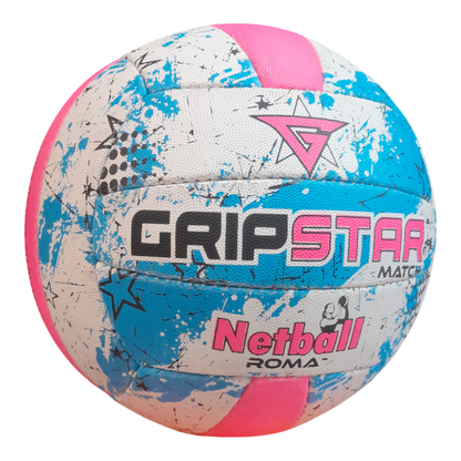 Grip Star Netball Match Hand Stitched Ball | Roma | Blue